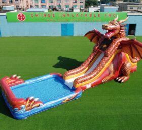 T8-6141 Toboggan aquatique gonflable à thème dragon