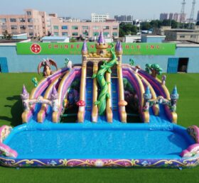 T8-6145 Toboggan Aquatique Gonflable à Thème Conte de Fées