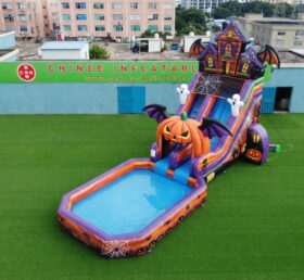 T8-6151 Toboggan Aquatique Gonflable à Thème Halloween