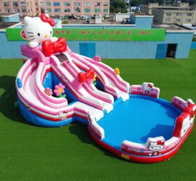T8-6153 Toboggan Aquatique Gonflable à Thème Hello Kitty