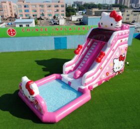 T8-6154 Toboggan aquatique gonflable à thème Hello Kitty