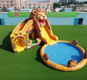 T8-6161 Toboggan Aquatique Gonflable Thème Lion