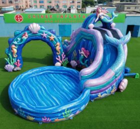 T8-6171 Toboggan Aquatique Gonflable Thème Sirène
