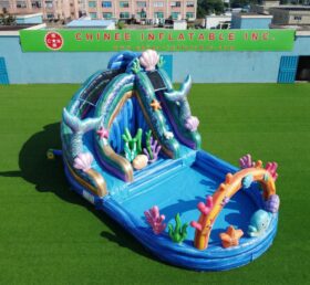 T8-6172 Toboggan aquatique gonflable à thème sirène