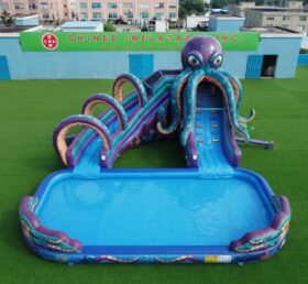 T8-6180 Toboggan Aquatique Gonflable Thème Poulpe