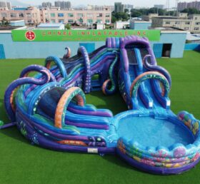 T8-6181 Toboggan Aquatique Gonflable à Thème Poulpe