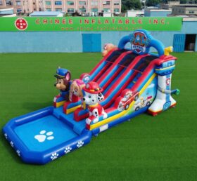 T8-6185 Toboggan Aquatique Gonflable Thème Pat' Patrouille
