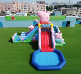 T8-6188 Toboggan Aquatique Gonflable Thème Peppa Pig