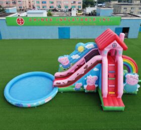 T8-6189 Toboggan Aquatique Gonflable Thème Peppa Pig