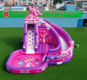T8-6191 Toboggan aquatique gonflable à thème Panthère Rose