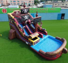 T8-6192 Toboggan Aquatique Gonflable à Thème Pirates
