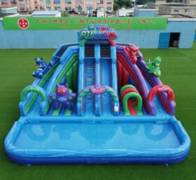 T8-6194 Toboggan aquatique gonflable à thème PJ Masks