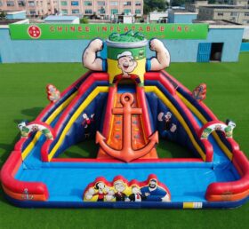 T8-6195 Toboggan Aquatique Gonflable à Thème Popeye