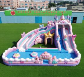 T8-6196 Toboggan Aquatique Gonflable à Thème Princesses