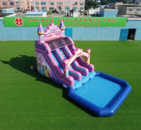 T8-6197 Toboggan Aquatique Gonflable à Thème Fêtes de Princesses