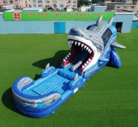 T8-6203 Toboggan Aquatique Gonflable à Thème Requin