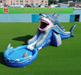 T8-6204 Toboggan Aquatique Gonflable Thème Requin