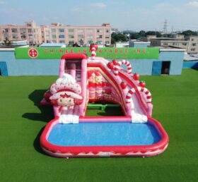 T8-6207 Toboggan Aquatique Gonflable à Thème Charlotte aux Fraises