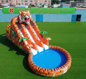T8-6214 Toboggan Aquatique Gonflable à Thème Tigre