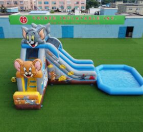 T8-6216 Toboggan Aquatique Gonflable Thème Tom Et Jerry