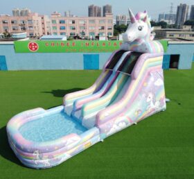 T8-6220 Toboggan Aquatique Gonflable à Thème Licorne