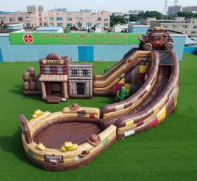 T8-6226 Toboggan Aquatique Gonflable Thème Far West