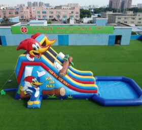 T8-6228 Toboggan Aquatique Gonflable Thème Woody Woodpecker