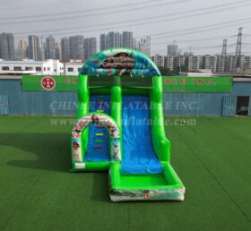 T8-8466C Toboggan Aquatique Gonflable à Thème Moana avec Piscine