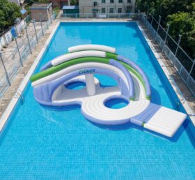T10-605 Toboggan Aquatique Gonflable En Huit Avec Marche - En Huit Avec Marche
