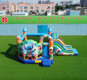 T2-8974 Château gonflable Lilo & Stitch avec toboggan