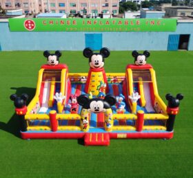 T2-8979 Château Gonflable Combiné Mickey & Minnie avec Doubles Toboggans