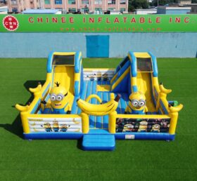 T2-8982 Château Gonflable Minions Combiné avec Doubles Glissades