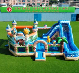 T2-8987 Combo gonflable à thème Moana avec toboggan