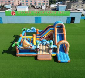 T2-8988 Château Gonflable Combo Thème Moana avec Toboggan