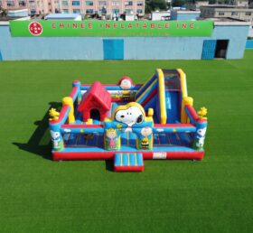 T2-9001 Château Gonflable à Thème Snoopy Combo avec Toboggan