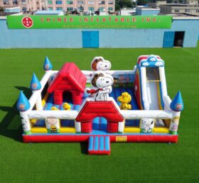 T2-9002 Château Gonflable Combo Thème Snoopy avec Toboggan
