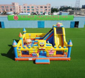 T2-9004 Château Gonflable Combo Thème SpongeBob avec Toboggan