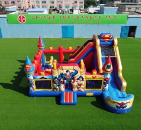 T2-9007 Château Gonflable Super-héros Combo avec Toboggan