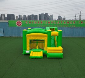 T5-682G Combinaison gonflable vert et jaune avec toboggan