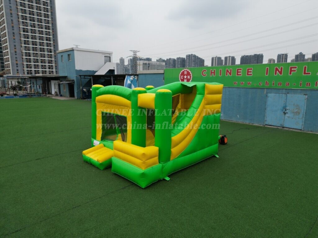T5-682G Green Yellow Inflatable Combo Bounce House with Slide