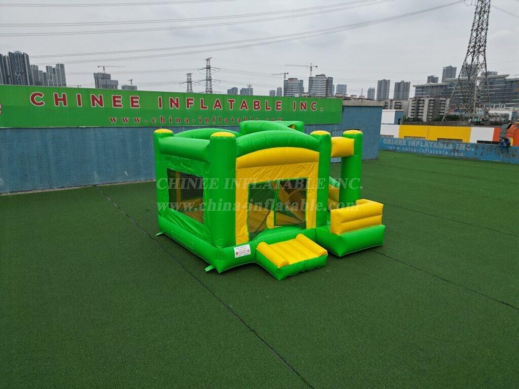 T5-682G Green Yellow Inflatable Combo Bounce House with Slide