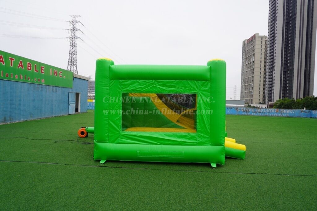 T5-682G Green Yellow Inflatable Combo Bounce House with Slide
