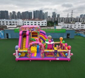 T6-8488B Toboggan combiné gonflable Fun City sur le thème des bonbons